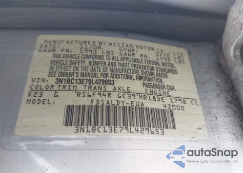 2009 Nissan Versa 1.8S из США, поврежденный, VIN 3N1BC13E79L429653